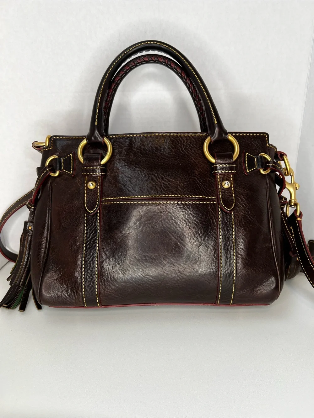 Dooney Bourke Florentine Leather Front Pocket Medium Satchel Bag - Picture 4 of 14